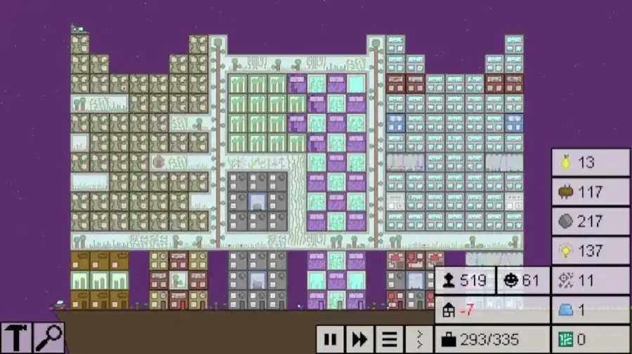 A floating pixel city in the game The Final Earth